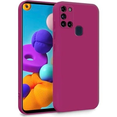 Abbildung von MyGadget Hülle für Samsung Galaxy A21s Zweilagige Handyhülle mit Kameraschutz Cover Innenfutter &amp; Silikon außen Wein Rot