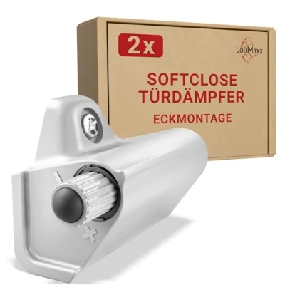 Abbildung von LouMaxx Softclose Türdämpfer Schrank 2er Set Küche zum Nachrüsten Schranktür Dämpfer in Grau gegen knallende Türen Soft Close Nachrüstung