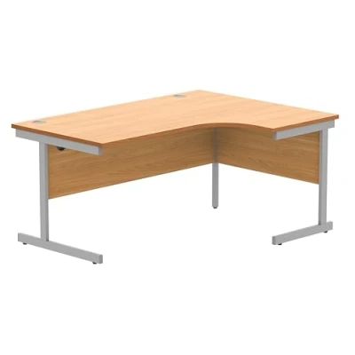 Abbildung von office hippo Robuster Büroschreibtisch, rechter Ecktisch, stark, verlässlich mit Kabelführung, PC Tisch für Büro oder Zuhause, Norwegische Buchenplatte/Silberfarbenes Gestell