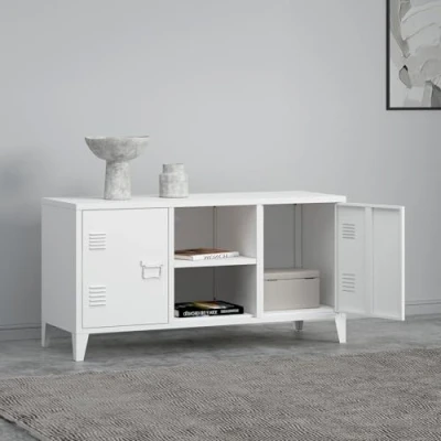 Abbildung von en.casa Sideboard, »Kotka« mit 2 Türen Metall 113 x 40 58 cm Weiß