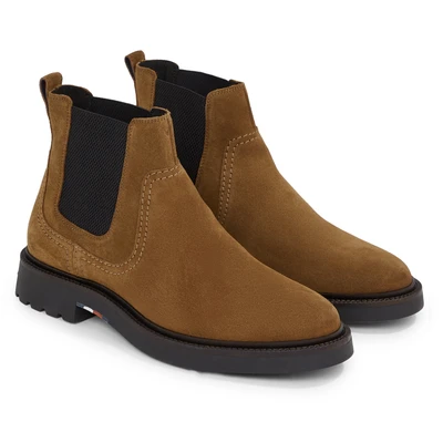 Abbildung von Tommy Hilfiger Chelseaboots &quot;HILFIGER COMFORT LWT SUEDE CHEL&quot;, Blockabsatz, Businessmode, Stiefelette, Boots mit Stretcheinsatz