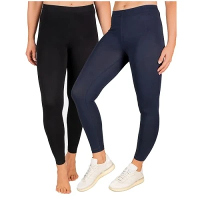 Abbildung von SES blickdichte Leggings Damen 2er Pack schwarz/Navy Blue (40/42) / Baumwolle/Leggins mit Perfekter Passform und Komfort/Leggings Set für vielfältige Looks