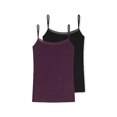 Abbildung von Schiesser 2P Spagetti Top Lila/Schwarz Baumwolle 40 Damen