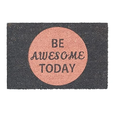 Abbildung von Relaxdays Fußmatte Kokos Spruch BE AWESOME TODAY 40 x 60 cm Kokosmatte mit rutschfester PVC schwarz Unterlage Fußabtreter aus Kokosfaser als Schmutzfangmatte und Sauberlaufmatte Türvorleger, pink