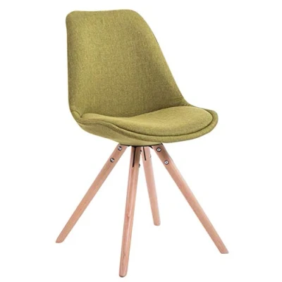 Abbildung von CLP Retro Stuhl Toulouse Rund Mit Stoffbezug Und Hochwertigem Sitzpolster I Lehnstuhl Stabilem Holzgestell Sitzhöhe 48 cm, Farbe:grün, Gestell Farbe:Natur