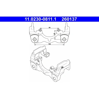 Abbildung von ATE 11.0230 0811.1 Bremssattelhalter VOLKSWAGEN: Transporter 5 Kastenwagen, Bus, Multivan (7HM