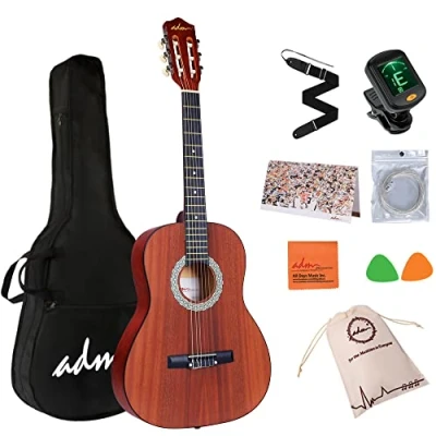 Abbildung von ADM 3/4 Kindergitarre Klassik, Akustik Konzertgitarre Anfänger Set 36 Zoll für Erwachsene und Studenten, Besonderes Aussehen Nylonsaiten Gitarre