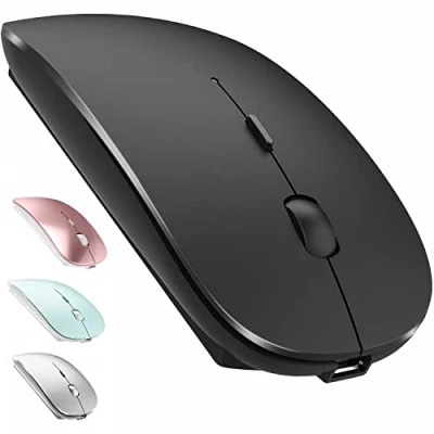 Abbildung von LEAPEST Kabellose Bluetooth Maus für MacBook Pro/Air/Mac/iPad/Laptop/Desktop/Mac/PC/Computer/Telefon Tragbare schlanke, leise Büromäuse mit USB C Adapter 2,4 GHz Mäuse Kabellos (Schwarz)