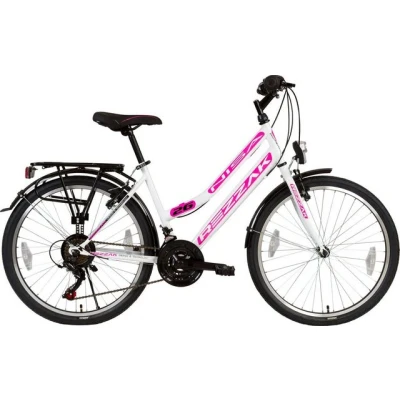 Abbildung von Rezzak Cityrad 26 Zoll Damen Fahrrad Mädchen 21 Gang Schaltung Weiss Pink, Shimano, Kettenschaltung
