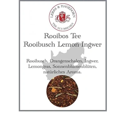 Abbildung von Lerbs &amp; Hagedorn, Rooibos Tee Rooibusch Lemon Ingwer Orangengeschmack 250g (Ca. 20 Liter) Hibiskus, Orangenschalen, Lemongras