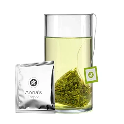 Abbildung von Anna&#039;s Teapot Sencha Grüntee Bio Beutel Japanischer Grüner Tee 20 Pyramidenbeutel lose aus Japan in Teebeutel einzelverpackt einer Schutzverpackung