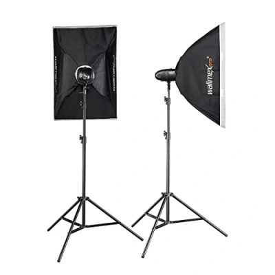 Abbildung von Walimex pro Newcomer 100 Set Double Ws Blitzleistung, auslösen per Funk 2,4GHz, LED Einstelllicht, Blitzdauer 1/800 1/1200s, Bowens/walimex Anschluss, ideal für kleine Studios
