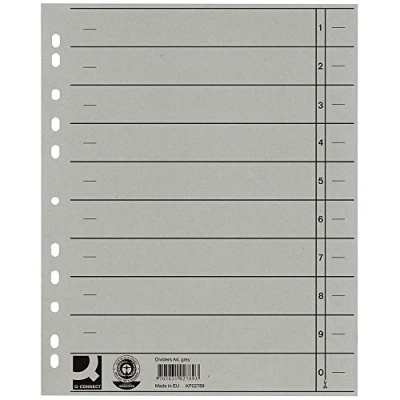 Abbildung von Connect Trennblätter A4 230g/qm durchgefärbt grau VE=100 Stück
