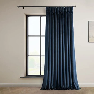 Abbildung von HPD Half Price Drapes Heritage Vorhänge aus Plüschsamt, extra breit, für Schlafzimmer und Wohnzimmer, 100 x 96, VPYC 179910 96 DW (1 Panel) Eternal Blue