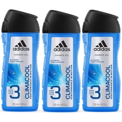 Abbildung von 3 x adidas Duschgel Gesicht aktiviert frische Kapseln 250 ml Climacool