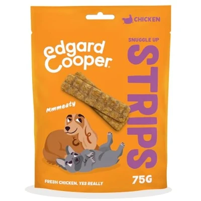 Abbildung von Edgard Cooper Hundeleckerli, Snuggle Up Strips (Huhn, 75g x 10) Adult &amp; Welpen Leckerlis, Getreidefrei, Natürliche Zutaten, hoher Proteingehalt und frisches Fleisch