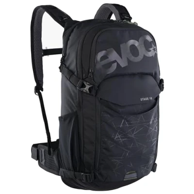 Abbildung von EVOC STAGE 18, Backpack (verstellbare Schultergurte durch BRACE LINK, AIR FLOW CONTACT SYSTEM, inkl. Trinkblasenfach, Werkzeugfach und Komprimierungsgurte, One Size), Black