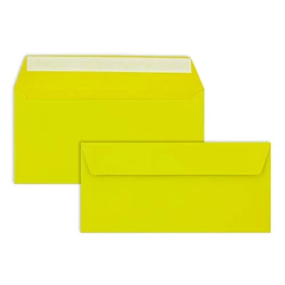 Abbildung von 50 Brief Umschläge DIN Lang Limette 110 g/m² 11 x 22 cm sehr formstabil Haftklebung Qualitätsmarke: FarbenFroh by GUSTAV NEUSER