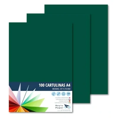 Abbildung von RAYLU PAPER Tonpapier A4, 100 Stück Kartonpapier 180g/m², 210 x 297 mm, professionelle farbige Kartons für Büro, Kopierpapier, Buntes Papier zum Basteln (Dschungelgrün)