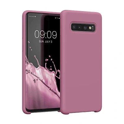 Abbildung von kwmobile Hülle kompatibel mit Samsung Galaxy S10 Silikon Handy Case Handyhülle weiche Oberfläche kabelloses Laden Dark Rose
