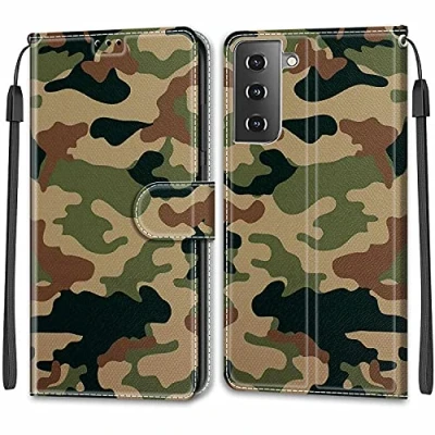 Abbildung von TOMYOU Handyhülle Schutzhülle für Galaxy S21, Leder, mit Kartenhalter, Ständer und Handgelenkschlaufe, PU Leder Magnetverschluss, entworfen Samsung S21 / 5G