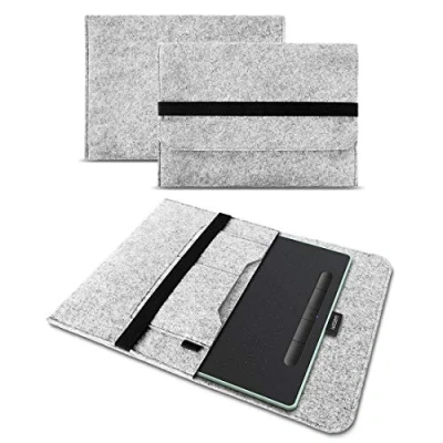 Abbildung von UC Express Sleeve Tasche Stifttablett kompatibel mit Wacom Intuos M Hülle Grafiktablett Filz Case Cover, Farbe:Hell Grau