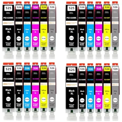 Abbildung von Amaprint 24 XL Patronen kompatibel mit Canon PGI 525 CLI 526 passend für Pixma MG6120 MG6150 MG6200 MG6250 MG8120 MG8150 MG8200 MG8240 MG8250