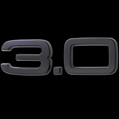 Abbildung von 3D matt schwarz Emblem Aufkleber Logo 3.0 3,0 Liter Hubraum Tuning Sport L131
