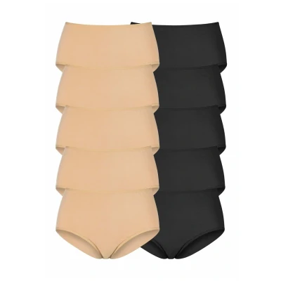 Abbildung von Lascana 10 PACK Slip, Damen, Größe: 40/42, Beige / schwarz