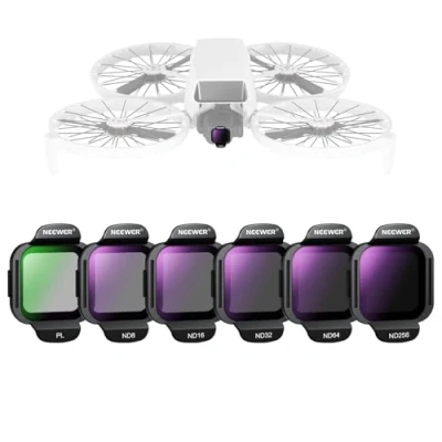 Abbildung von NEEWER ND Filter Set kompatibel mit DJI Flip Drone, 6er Pack, ND8 ND16 ND32 ND64 ND256 CPL, Snap On, mehrfach beschichtetes optisches HD Glas, Graufilter zirkular Polfilter Zubehörset, FL N48