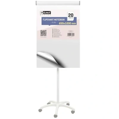 Abbildung von D.RECT 1 x Flipchart Block, Blanko, Weiss, 80 g/qm Papier, 650x1000, 5 Fach Lochung, Block mit 20 Blatt