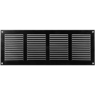 Abbildung von 40 x 15 cm schwarze Abdeckung der Entlüftung Qualitäts Stahl Rückluftgitter für Decke und Seitenwand HVAC mit Insektenschutz (400 150 mm, schwarz)