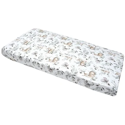 Abbildung von Medi Partners Spannbettlaken Spannbetttuch 60x120cm 100% Baumwolle Baby Bettwäsche Babymatratze Schlafsack Kinderbett Babybett (Kitz und Eichhörnchen)