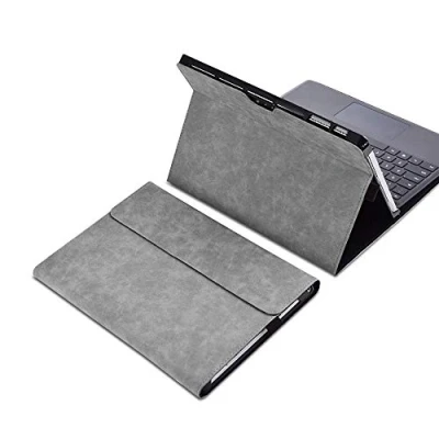 Abbildung von Design für Surface Pro 4/5/6 Hülle mit Stifthalter, XISICIAO, Mehrwinkel Polyester Hülle, kompatibel Type Cover Keyboard. grau 12.3&quot;