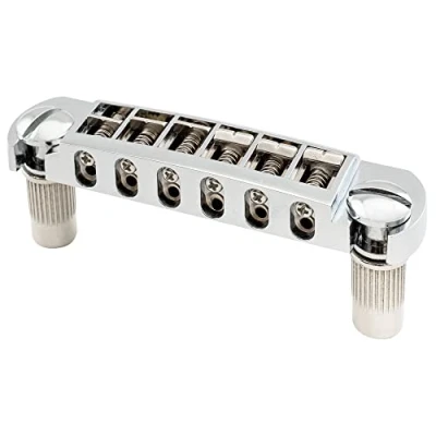 Abbildung von Musiclily Pro 52,5mm Pigtail Style Tune o matic Steg Wraparound Brücke für Les Paul E Gitarre, Chrom