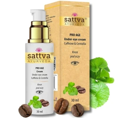 Abbildung von Sattva Augencreme Gegen Falten und Augenringe Tränensäcke mit Koffein Gotu Kola Intensiv Anti Aging Augenpflege, die Augenpartie Erhellt Verjüngt 30 ml
