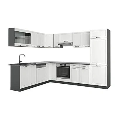 Abbildung von Vicco Eckküche R Line, Weiß Landhaus/Anthrazit, 227 x 287 cm, AP Anthrazit