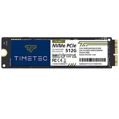 Abbildung von Timetec Mac SSD NVMe PCIe Gen3x4 3D NAND TLC Lesen bis zu 1.900 MB/s Kompatibel mit Apple MacBook Air 20132015, 2017, Pro iMac 20132019, 2013,MacMini 2014 (512GB)