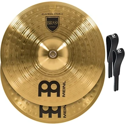 Abbildung von Meinl Cymbals MA BR 13M Messing Marschbecken im Paar inklusive Lederriemen und Pads 33 cm (13 Zoll)