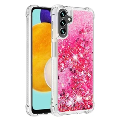 Abbildung von KBIKO zxl Kompatibel mit Samsung Galaxy A13 5G Glitzer Flüssig Hülle, Handyhüllen Flüssigkeit Farbverlauf Sternen Süß Transparent Silikon Bumper Schutzhülle für 5G.Pink YBL