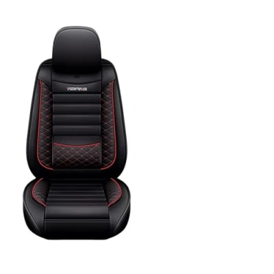 Abbildung von YOUFOX Kompatibel mit Autositzbezügen, universelles komplettes Set, Zubehör für Peugeot 307 CC Coupe Cabrio 2003 2004 2005 2006 2007 2008, wasserdichtes Leder, schwarz rot
