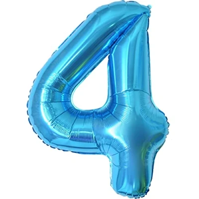 Abbildung von Geburtstag zahlen luftballon 4 jahre Folienballon XXL Blau Riesen in 40&quot; 101cm Geburtstagsdeko Ballon Zahl Deko zum fliegt mit Helium
