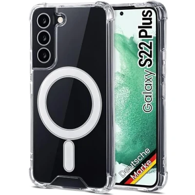 Abbildung von JProtect Magnetische Handyhülle für Samsung Galaxy S22 Plus MagSafe Hülle/Stoßfeste Hülle Transparent/Case mit Magnet