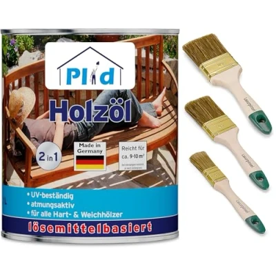 Abbildung von Premium Holzöl Pflegeöl Holzschutz Imprägnieröl Pinsel Farblos