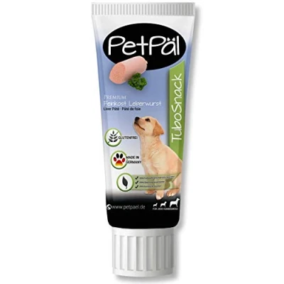 Abbildung von PetPäl Hunde Leberwurst “TuboSnack“ Ohne Getreide, Salz, Zucker Premium Leckerli aus der Tube Schmackhaft, lecker, gesund, natürlich Ideal auch für Welpen 3X 75g Snack Made in Germany