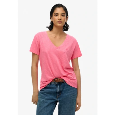 Abbildung von Superdry V Shirt &quot;STUDIOS SLUB EMB VEE TEE&quot;, strukturiertes T mit Ausschnitt und Stickerei