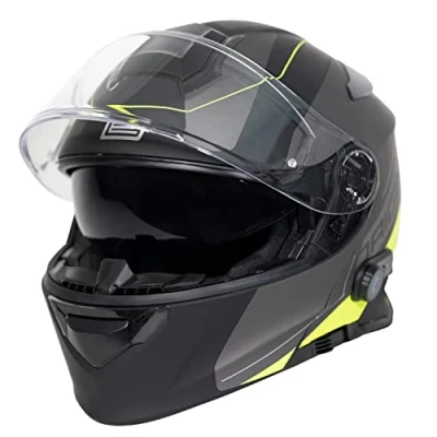 Abbildung von ORIGINE Motorradhelm Bluetooth Klapphelm Integralhelm ECE Mit Doppelvisier (Spike Fluo Yellow Black,M)