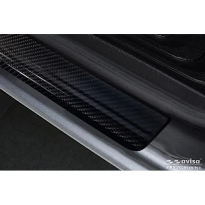 Abbildung von 3D Schwarz Karbon Einstiegsleisten kompatibel mit Mercedes Vito &amp; V Klasse 2014 2019 Facelift 2 Teilig