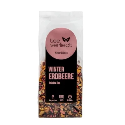 Abbildung von teeverliebt Winter Erdbeere Edition Früchtetee 100 g loser aromatisiert leckere Tee Mischung ideal als Geschenk