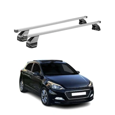 Abbildung von Menabo Stahl Gepäckträger Dachträger kompatibel mit Hyundai i20 2014 2020 Silber 2tlg